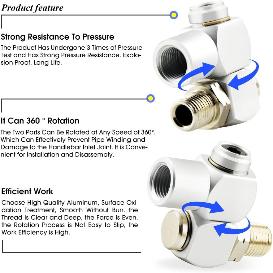 Tailonz Pneumaitc 4Pcs 1/4 Inch Air Tool Swivel Fitting 360 Degree Swivel Air Hose Connector Industrial Swivel Portable Air Tool Adapter - - 