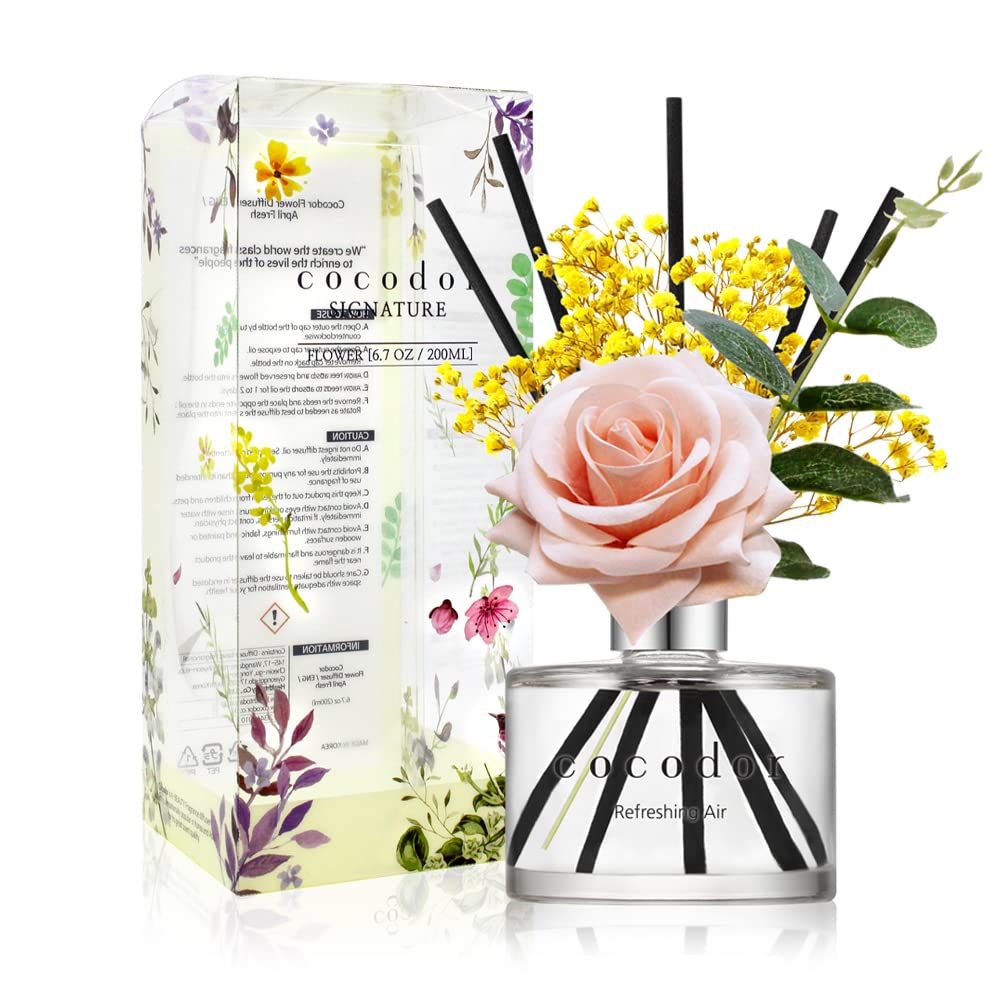 COCODOR Rose Reed Diffuser Set / 200ml / Refreshing Air/Scent Diffuser with Sticks Home Fragrance