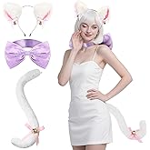 Chicingyou 3 Pcs Cat Costume Set Cat Ears Headband Tail with Bell and Bow Tie for Party Cosplay
