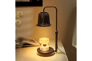 FULLYCARE Candle Warmer Lamp Electric with Timer: Wax Melts Warmer - Dimmable Candle Wax Warmer Electric Candle Warmer with Replacement Bulbs, Bedroom Home Decor Compatible with Various Candles-Linen (Black)