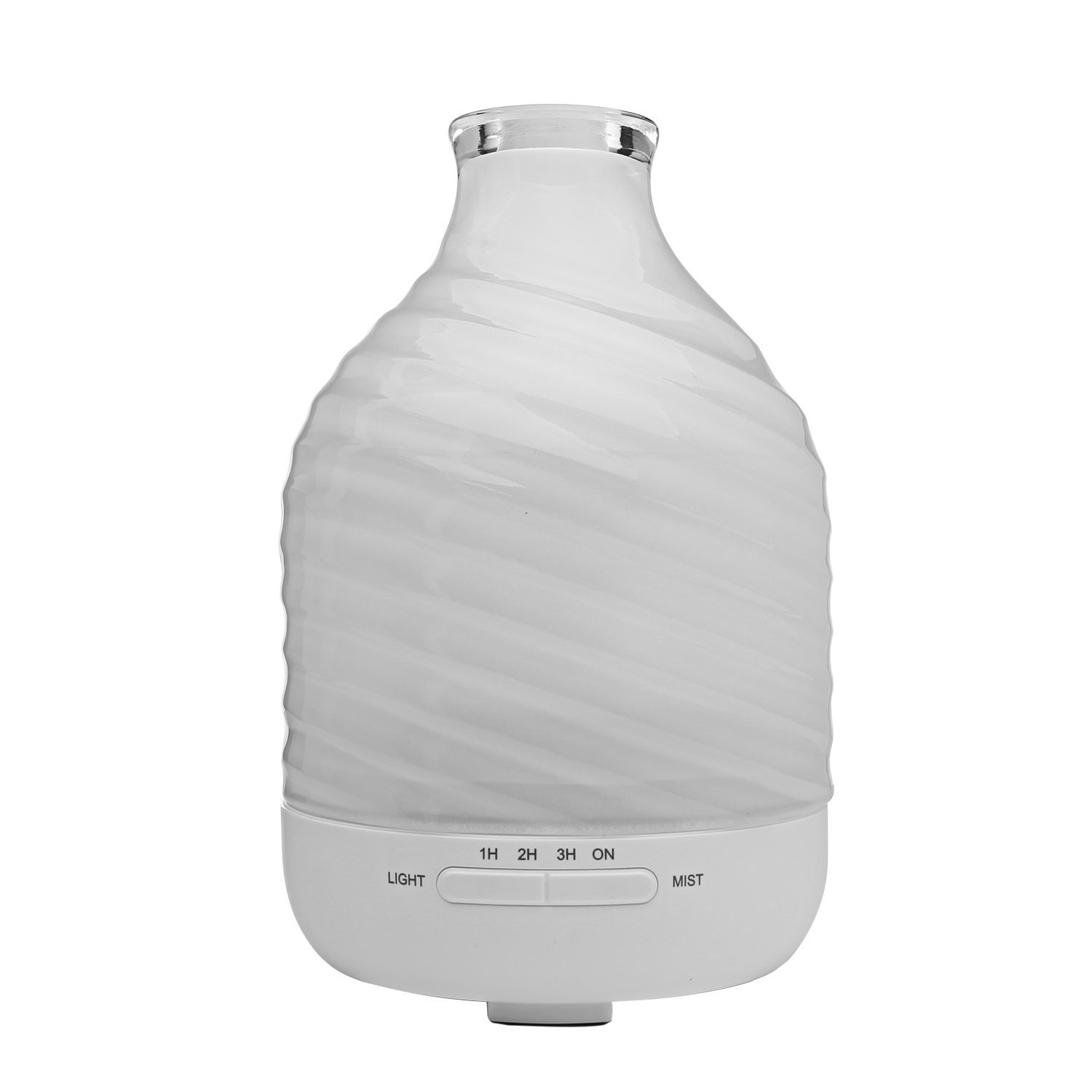 Essential Oil Diffuser, CRDC Life 200ml Ripple Vase Glass Cover Aroma Diffuser Durable Safe Auto Shut Off Whisper Quiet Multiple LED Lights & 4 Time Setting