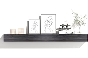 POPRHINO Fireplace Mantel Shelve, Solid Wood Baked Finish Wall-Mounted Floating Shelf for Over Fireplace, Handcrafted Floating Fireplace Mantels with Wooden Bracket, 72 x 8 x 6 Inches