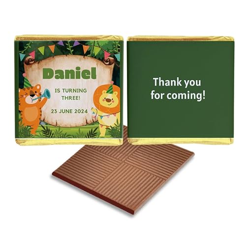 Personalised Chocolate Birthday Favours, Personalized Chocolates, Custom Party Favours, Safari Theme, Birthday gift Design code: HB06