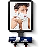 Shower Mirror Fogless for Shaving, Heated Shower Mirror with 3 Color Lights Dimming 9.5*8inch Shower Shaving Mirror, Lighted 