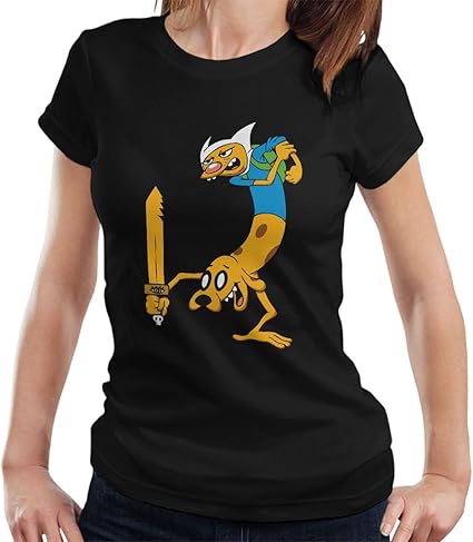 Cat Dog Adventure Time Women's T-Shirt: Amazon.co.uk: Clothing