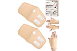 DLMDLM 2 Pack Castor Oil Pack Wrap for Hands, Reusable Organic Cotton Castor Oil Wraps for Hand, Adjustable, Prevent Leakage,
