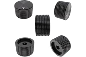 Szliyands 5 Pack Aluminum Rotary Electronic Control Potentiometer Knob,for 0.23'' Diameter Shaft, 0.98'' Dia, 0.61'' H, Guitar Knob, Audio knob, Volume Control Knob(Black)
