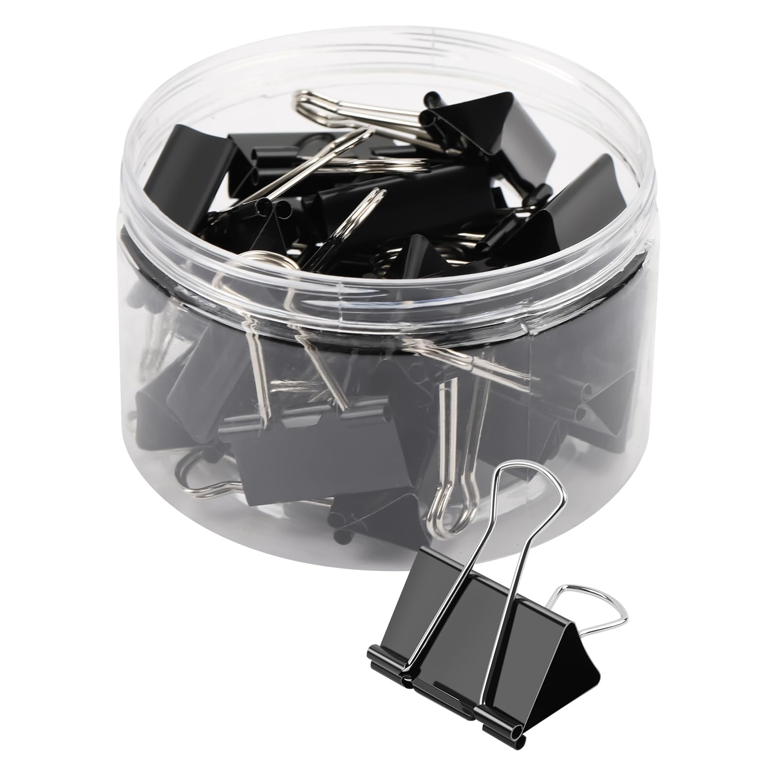 Photo 1 of Binder Clips Paper Clamps 1 Inch (48 Pack), Black Office Clips with Clear Storage Container, Bulldog Clips, Paper Clips, Office Supplies