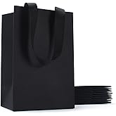 YACEYACE Black Gift Bags with Handles, 10 Pcs 5.25"x3.75"x8" Kraft Paper Bags for Wedding, Party, Business, Retail