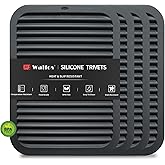 Walfos Silicone Trivets for Hot Pots and Pans - 446&deg;F Heat Resistant Hot Pads for Kitchen Counter- 4 Pcs Multi-Purpose &amp; Versatile Trivet Mat - Long-Lasting &amp; Flexible Silicone Hot Pad（Black）