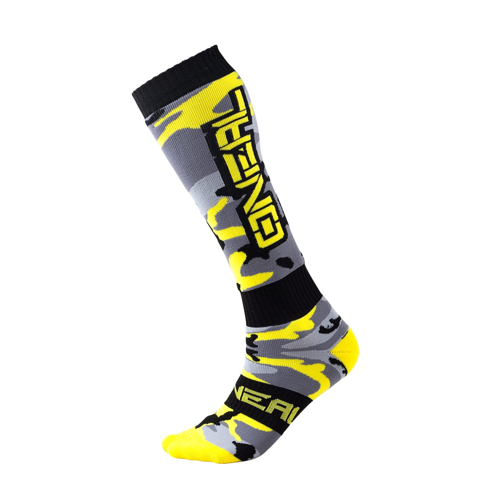 O'Neill Wetsuits Oneal HUNTER SOX PRO MX Socks. Knee Length Motocross/Mountain Bike Socks. - Grey/Black/Yellow, One Size