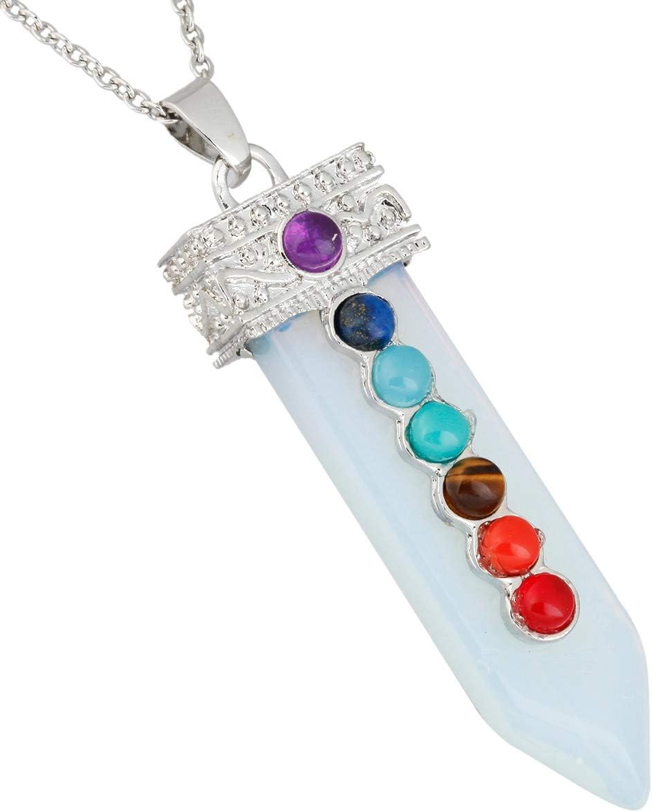 Nupuyaiย 7ย Chakraย Stoneย Necklaceย forย Unisex,ย Healingย Crystalย Pointย Pendantย withย Chainย forย Womenย andย Men