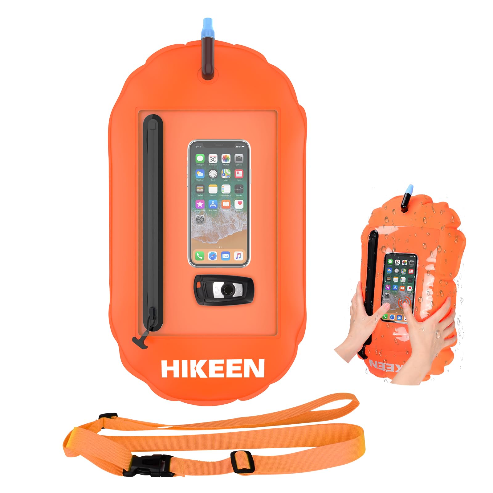 Photo 1 of Hikeen Swim Buoy -Waterproof Touchscreen Storage Space, Swim Safety Float w/Adjustable Waist Belt for Open Water Swimmers and Triathletes -Be Bright,Be Safer & Be Seen
