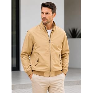 Men's Windbreaker Jacket，Stand Collar Zip Outerwear With Button Pocket，Casual Outer Layer For Daily Activities