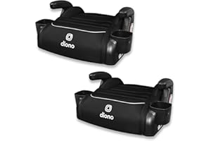 Diono Connect3 R Backless Booster Pack of 2, Slim Fit 3-Across in Many Mid-Sized Sedans and SUVs, for Children from 40-120 lbs., Lightweight with Cupholder, Black Storm