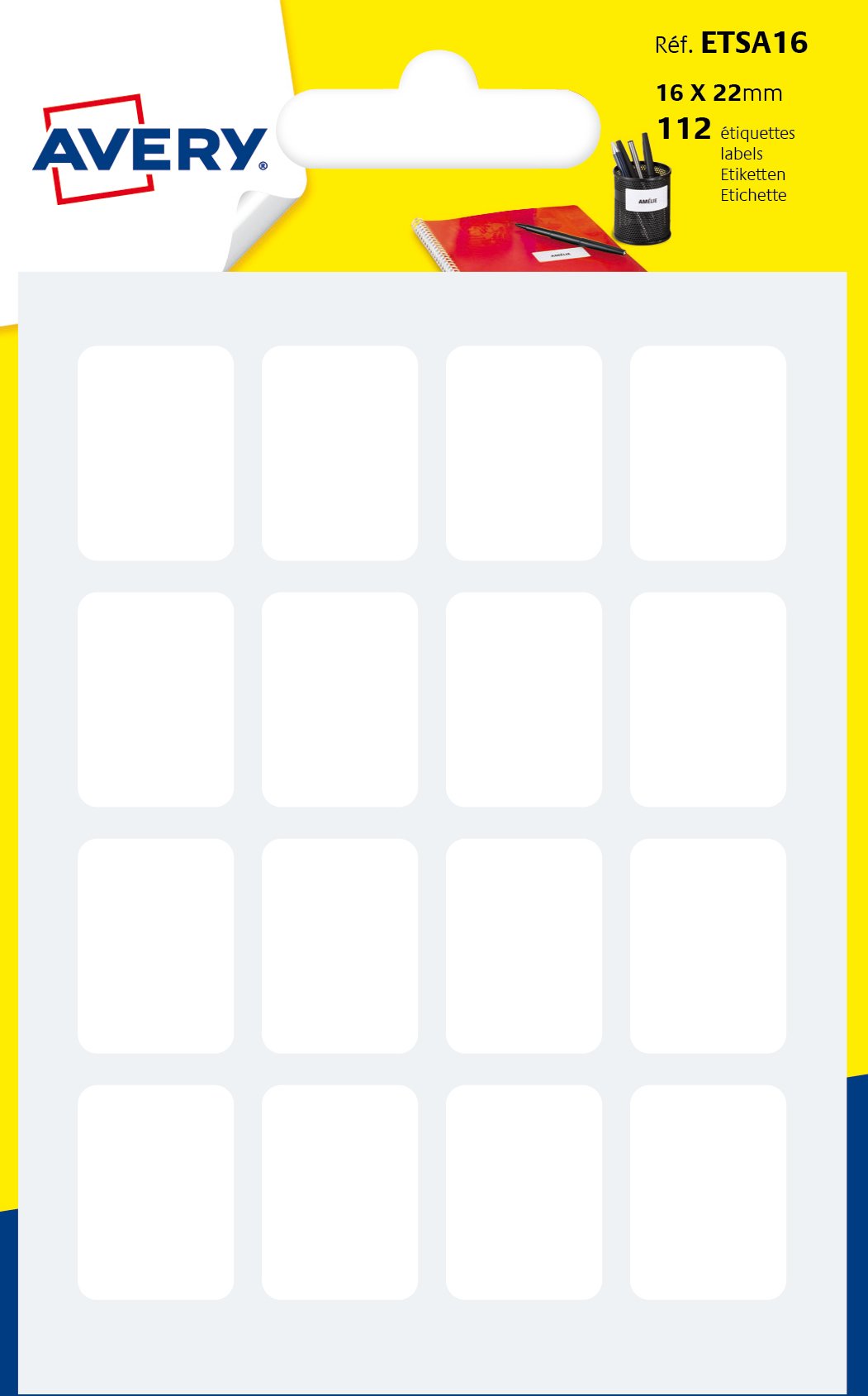 AVERY - Pack of 112 self-Adhesive Labels. Size: 16 x 22 mm.