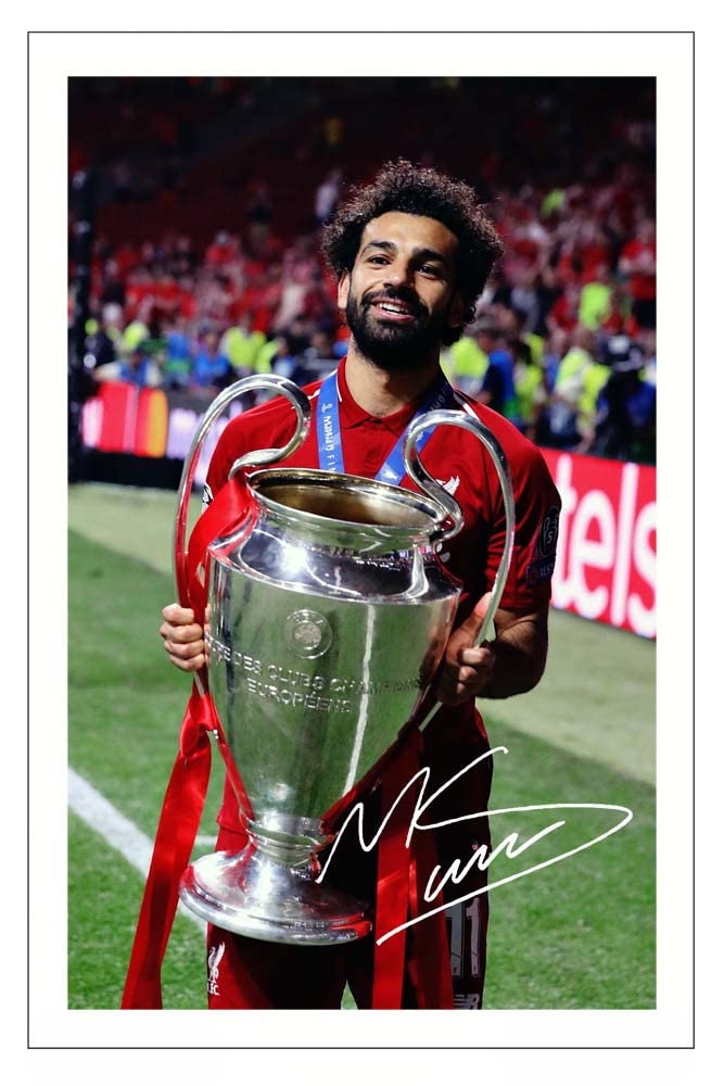 Mo Salah Signed 12x8 Inch Photo Print With Pre Printed Signature Liverpool Autograph Gift Champions League