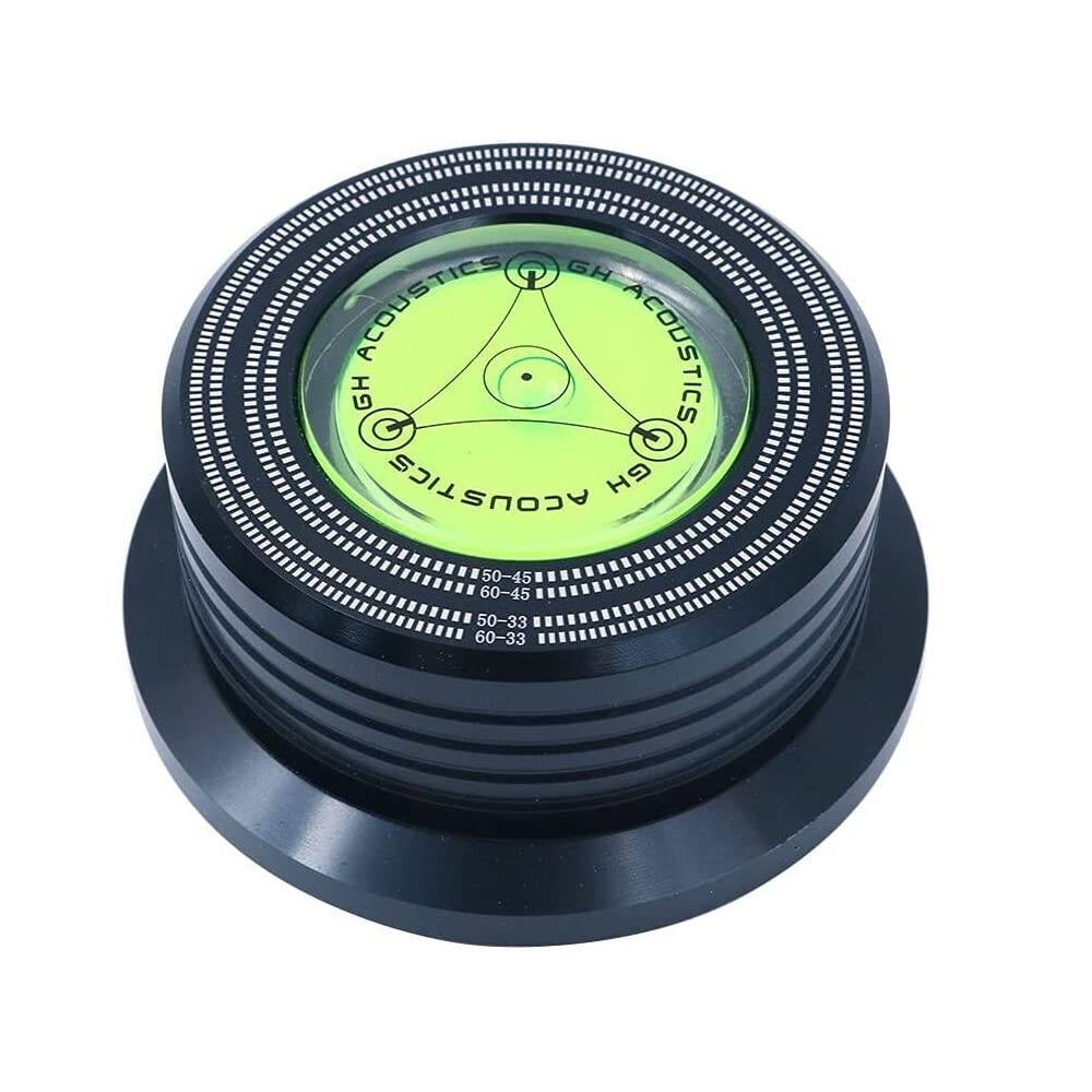 Fasizi 50/60Hz Bubble Level Speed Detection Turntable LP Vinyl Disc Alloy Record Weight Stabilizer Clamp - Black