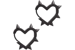 Sacina Huggie Hoop Spike Heart Earrings, Gothic Punk Grunge Emo Y2k Earrings, Goth Jewelry, Christmas Jewelry Gift For Women
