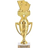 Crown Awards Cornhole Trophy, 10" Gold Cup Cornhole Trophies with Engraving Included