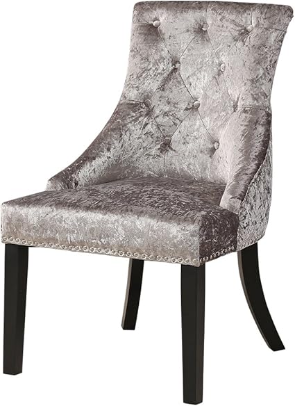 The Furniture Market Luxury Silver Velvet Scoop Back Dining Chair With Black Legs Amazon Co Uk Kitchen Home