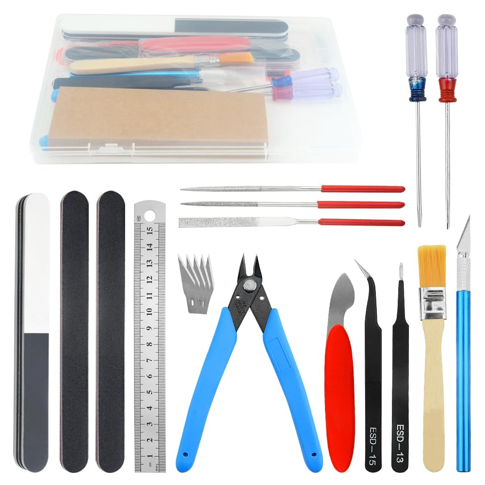 BGTXINGI 20Pcs Modeler Basic Tools Craft Set Gundam Model Tools Kit with A Plastic Box for Model Assemble Car Hobby Repairing and Fixing DIY Craft Kit