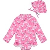 babygoal Baby Girls Long Sleeve One Piece Rash Guard Swimsuit with Zipper, UPF 50+ Sun Protection