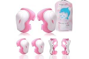 Elbow Pads and Knee Pads for Kids, Wiletasz Kids Protective Gear Elbow Pads with Wrist Guards &Adjustable Strap for 3-9yrs Cy