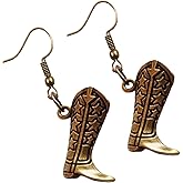 5 Pairs Punk Cowgirls Boot Western Earrings for Women Cowboy Hat Boho Dangle Drop Earrings Cool Rodeo Country Gift
