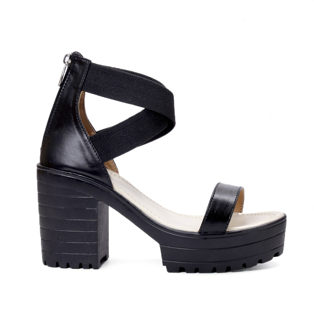 meriggiare women black block heel closed back ankle strap party pu sandals