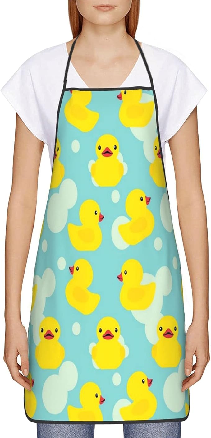 Shower Yellow Rubber Ducks Cooking Apron, 3D Image Kitchen