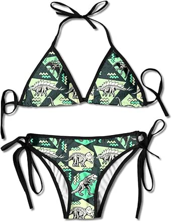 Skeleton Printed Bikini Set Skull 2 Pieces Bandage Strappy Swimwear Black Swimsuit Push Up 