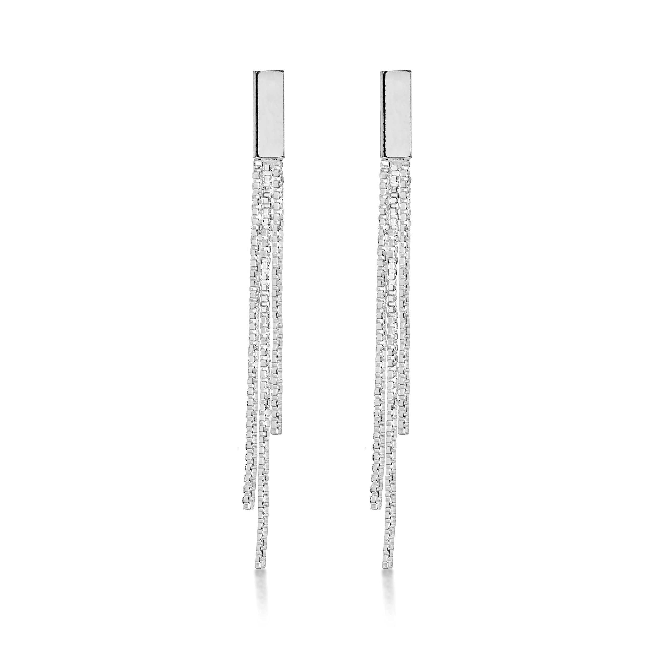 Tuscany Silver Women's Sterling Silver Box Chain Drop Earrings