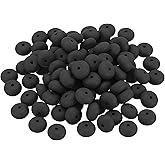 Patikil 14mm Silicone Beads, 50PCS Bulk Abacus Spacer Beads Lentil Focal Cute for Pens Keychain Bracelets Necklace Jewelry Making, Black