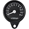 DKMOTORK 0141 Motorcyle Mechanical Tachometer 4:1 Universal 65mm 12v for Honda Yamaha Suzuki Kawasaki Black