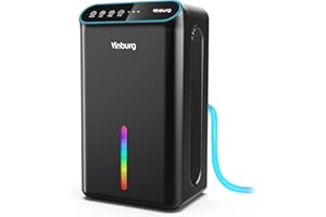 VINBURG Dehumidifiers for Home (85 OZ Water Tank, 800 sq.ft) Quiet Small Dehumidifier for Basement Bedroom Bathroom with Drain Hose, 3 Gear Timer, Sleep Mode, Auto Shut Off, 7 Color Ambient Light