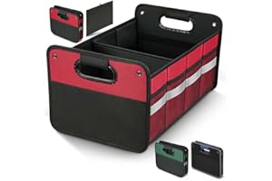 WINHUNT Car Trunk Organizer, Car Storage and Organizer Reinforced Handles, 50L Waterproof Polyester Car Accessories Organizer for Car, Suv, Sedan, Truck, Minivan Non Slip Bottom 50L (Medium, Red 50L)