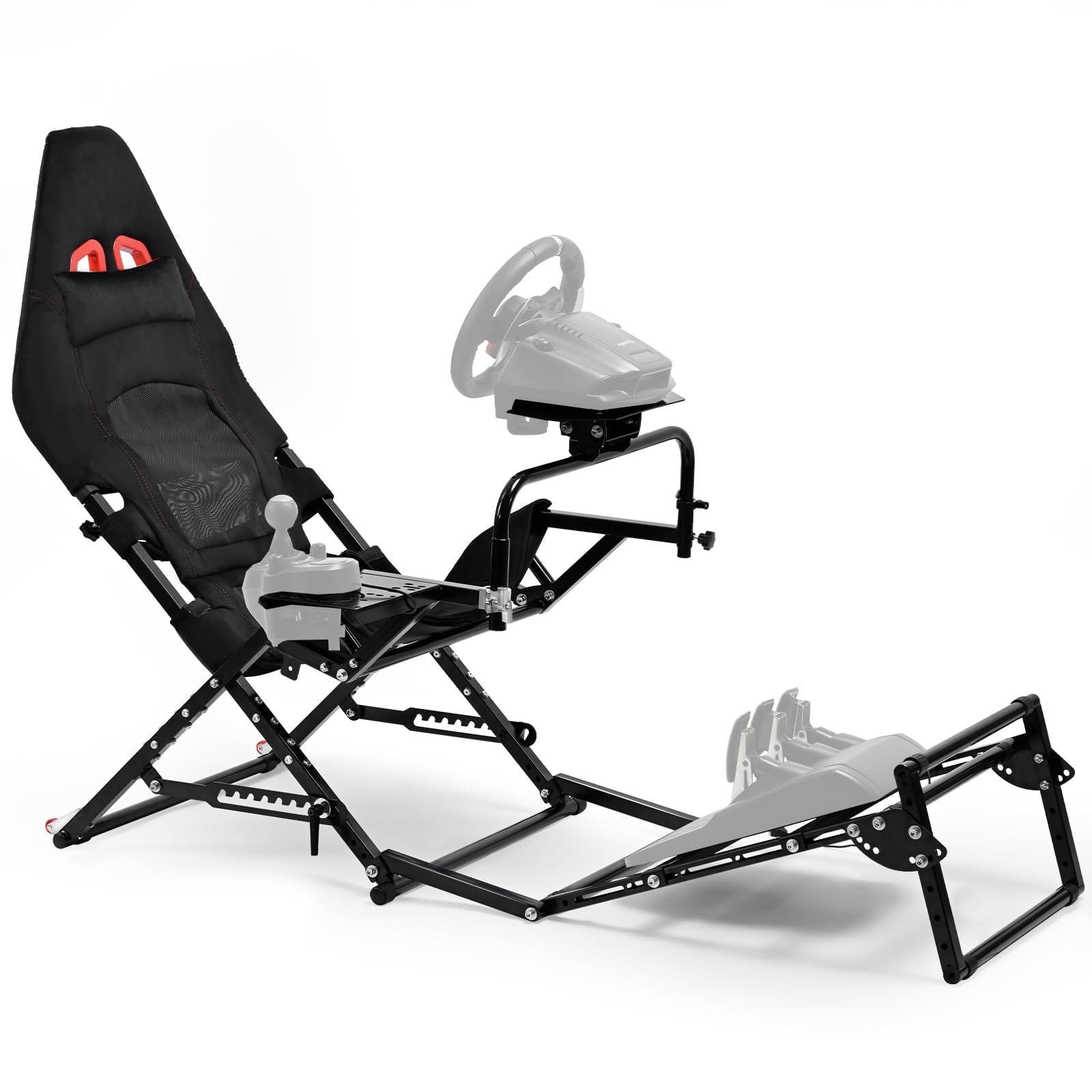 Gazzyt Foldable Racing Simulator Cockpit Fit for Logitech G29 G920 G923, for Thrustmaster T248 T300, for Fanatec Direct Drive Wheels (≤10Nm),Wheel and Pedals Not Included
