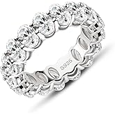 AINUOSHI Eternity Ring, 925 Sterling Silver Ring for Women, Emerald/Oval/Radiant/Round/Cushion Cut Cubic Zirconia CZ Fine Ring, Eternity Engagement Wedding Band Ring, Jewelry Box Packed