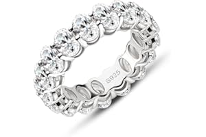 AINUOSHI Eternity Ring, 925 Sterling Silver Ring for Women, Emerald/Oval/Radiant/Round/Cushion Cut Cubic Zirconia CZ Fine Ring, Eternity Engagement Wedding Band Ring, Jewelry Box Packed