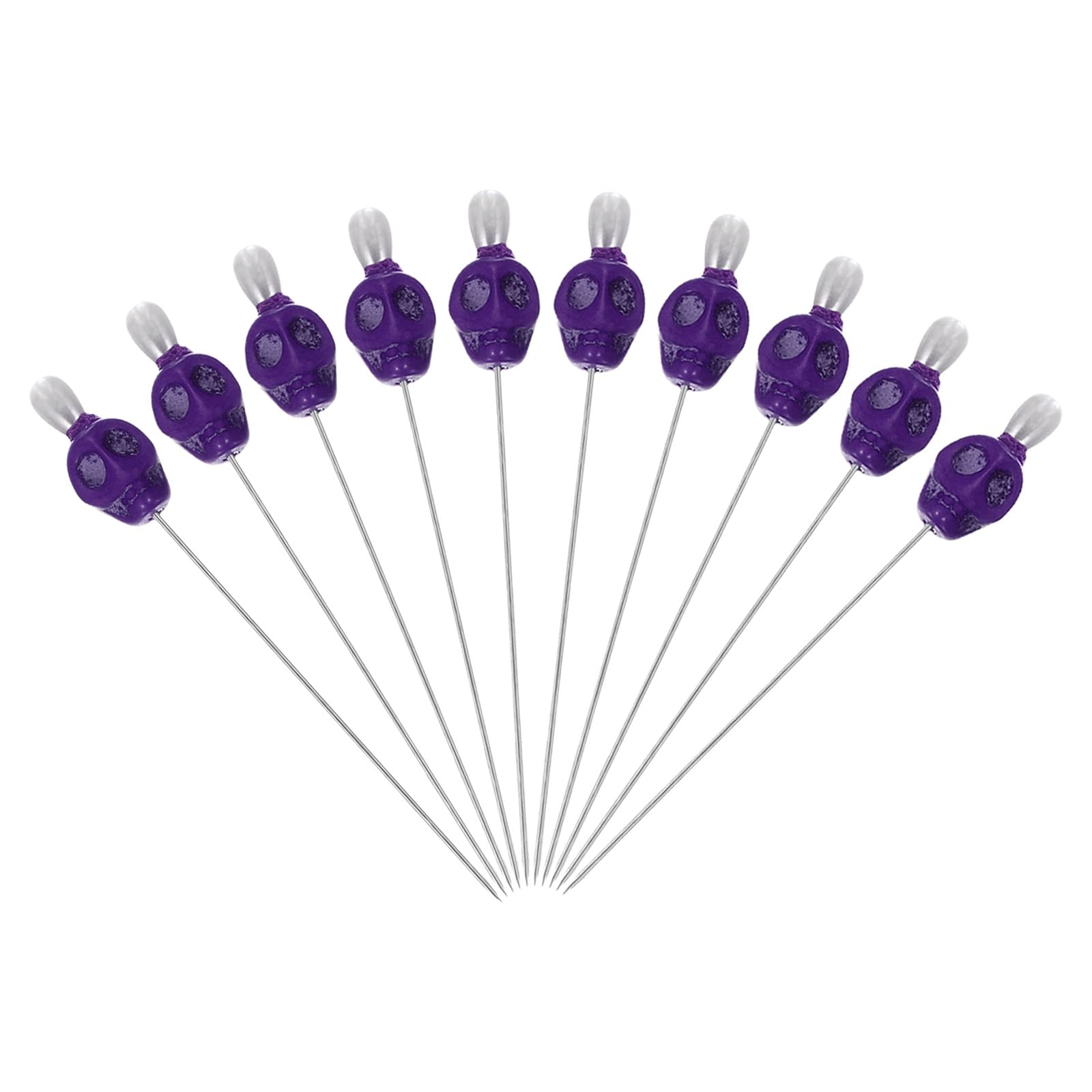 PATIKIL 3" Skull Sewing Pins, 10Pcs Steel Straight Pins with Skull Head for Fabric DIY Decoration Crafting Quilting Sewing Supplies, Purple