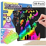 POKONBOY Rainbow Scratch Paper Art Kits for