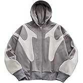 Verdusa Men's Zip Up Hoodie Color Block Hooded Sweatshirt Long Sleeve Gym Hoodies