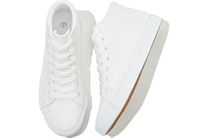ROMINZ Men's White Canvas Shoes High Top Canvas Sneakers Classic Lace-Up Walking Shoes Light-Weight Soft Casual Shoes Tennis Shoes