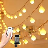 RaThun 49.2ft Globe String Lights with Remote for Indoor Bedroom Warm White | 100 LED Fairy Lights with Timer, 8 Modes, 16ft Extended Lead, Linkable for Bedroom,Dorm,Classroom,Christmas,Indoor Decor