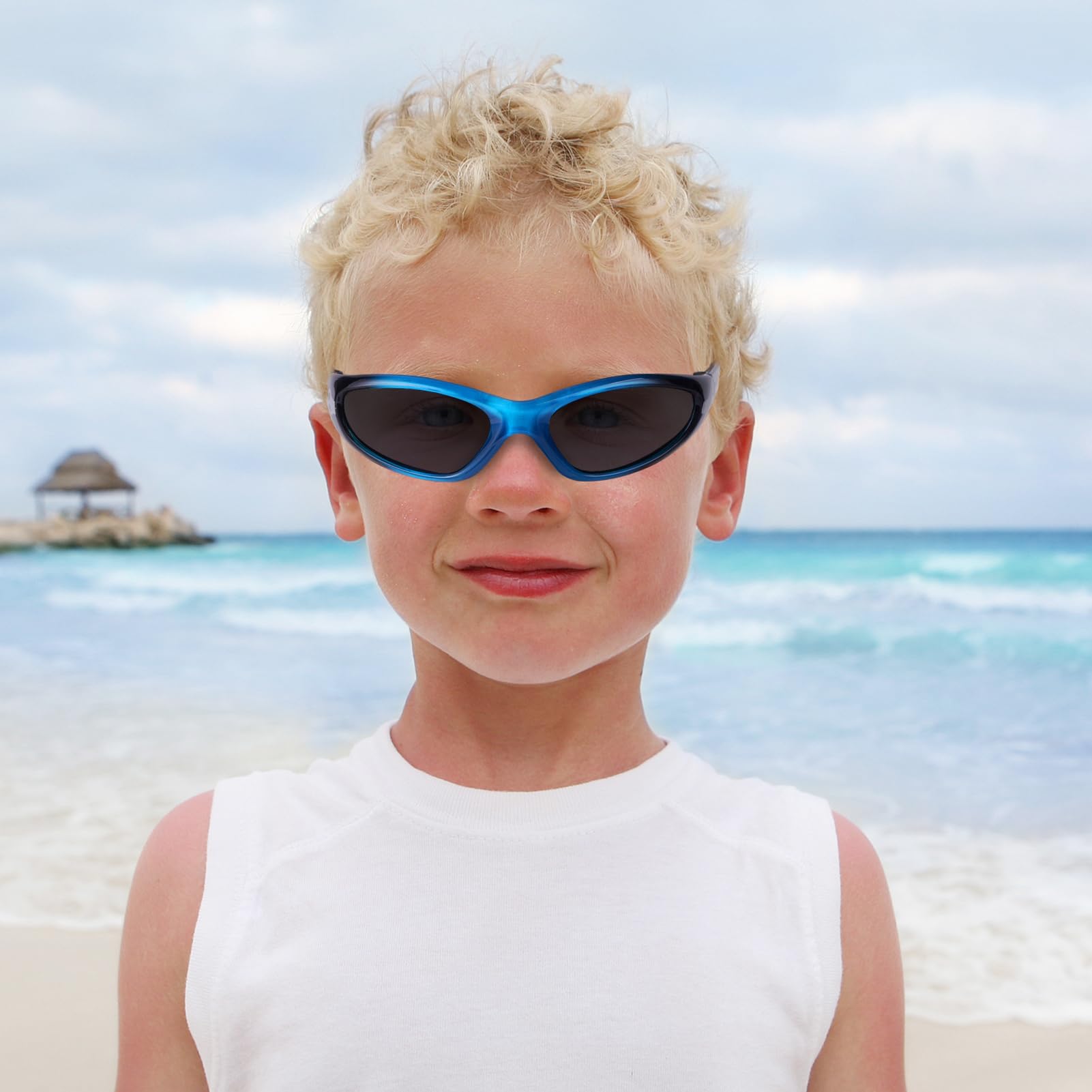 XINB LOOK 3-pairs Kids fashionable flame texture Sunglasses, for Kids Age 3-10, Toddler Sunglasses Boys Anti-UV Protection