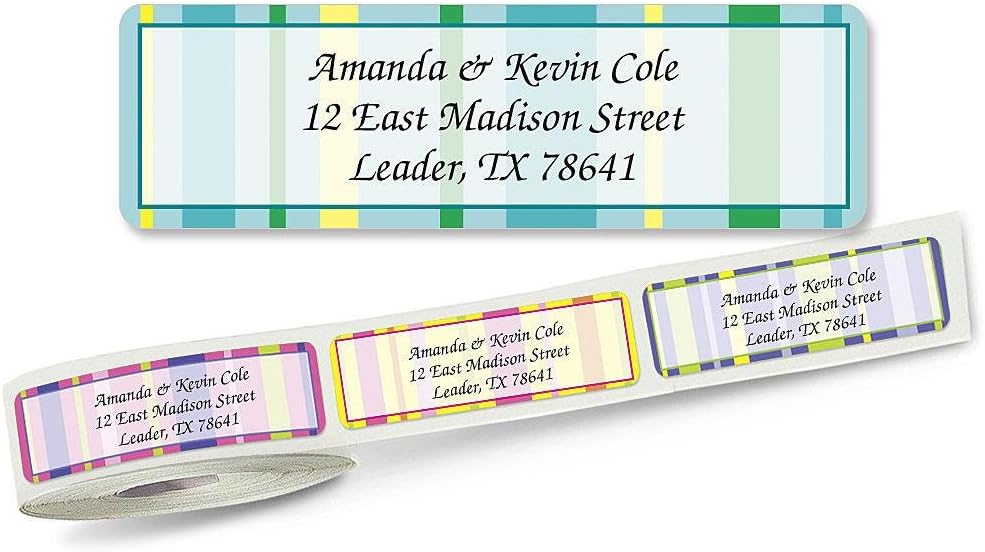 Graphic Stripes Rolled Address Labels with Clear Dispenser