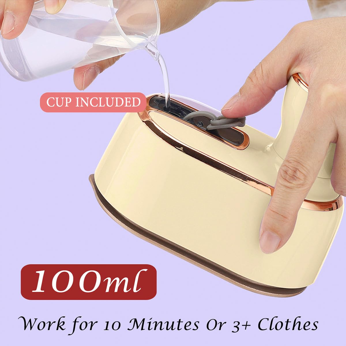 Tenhitoys Beige Mini-Vapor Ceramic Travel Steamer Iron