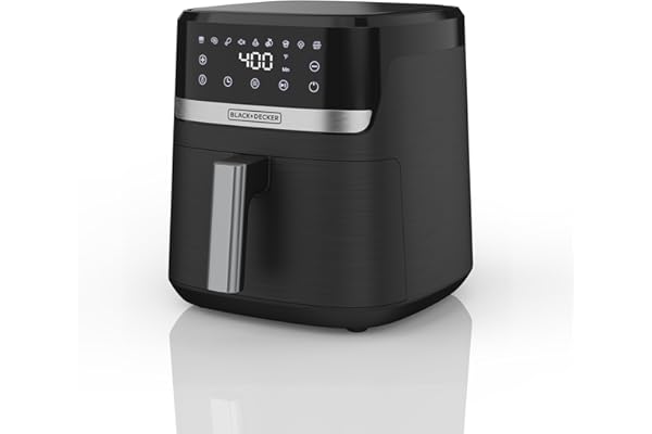 BLACK+DECKER Purify 4QT Air Fryer, Timer with Auto Shut-off and Shake Reminder, LED Touchscreen and 9 presets, 1300W up to 40