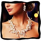 GORAIS Pearl Rhinestone Necklace Set Gold Wedding Prom Jewelry Sets for Women